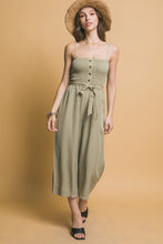 Load image into Gallery viewer, 5164-Smocked Wide Leg Cropped Jumpsuit-OLIVE
