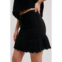 Load image into Gallery viewer, 6313- Knit Sweater Drawstring Mini Skirt with Lining-BLACK
