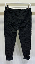 Load image into Gallery viewer, 4516-RHINESTONE BRAIDED SIDE STRIPE CRINKLE JOGGER -BLACK
