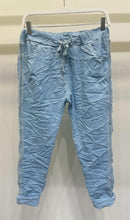 Load image into Gallery viewer, 4515-RHINESTONE BRAIDED SIDE STRIPE CRINKLE JOGGER-BLUE
