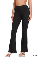 Load image into Gallery viewer, 6513- Brushed Microfiber Flare Hi-waist Yoga Pant-BLACK

