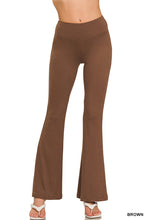 Load image into Gallery viewer, 6514- Brushed Microfiber Flare Hi-waist Yoga Pant-BROWN
