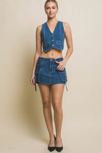 Load image into Gallery viewer, 4406-Denim Buttoned Vest Top-BLUE
