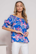 Load image into Gallery viewer, 4336- BLUE PRINT OFF SHOULDER TOP
