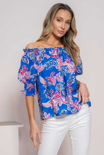 Load image into Gallery viewer, 4336- BLUE PRINT OFF SHOULDER TOP
