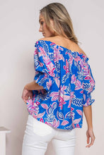 Load image into Gallery viewer, 4336- BLUE PRINT OFF SHOULDER TOP
