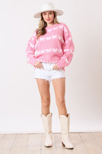 Load image into Gallery viewer, 4739-Loose Fit Acrylic Sweater with bow-pink
