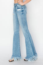 Load image into Gallery viewer, 4573- RISEN -MID RISE-FLARE-LONG FRAY JEANS
