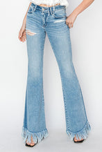 Load image into Gallery viewer, 4573- RISEN -MID RISE-FLARE-LONG FRAY JEANS
