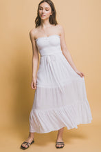 Load image into Gallery viewer, 4404-Rayon Strapless Smocked Maxi Dress-WHITE
