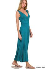 Load image into Gallery viewer, 4316-SURPLICE NECKLINE SLEEVELESS JUMPSUIT-TEAL
