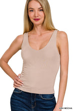 Load image into Gallery viewer, 4326-DOUBLE LAYER V NECK TANK TOP-ASH MOCHA
