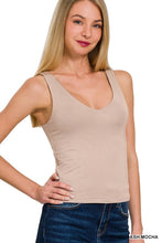 Load image into Gallery viewer, 4326-DOUBLE LAYER V NECK TANK TOP-ASH MOCHA
