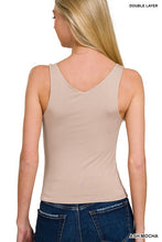 Load image into Gallery viewer, 4326-DOUBLE LAYER V NECK TANK TOP-ASH MOCHA
