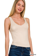 Load image into Gallery viewer, 4320-DOUBLE LAYER V NECK TANK TOP-SAND BEIGE
