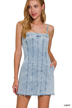Load image into Gallery viewer, 5943-Spaghetti Strap Light-wash Dress
