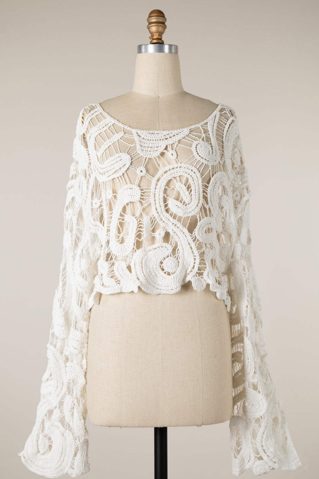 4508-PAISLEY LACE CROCHET CROP TOP-WHITE