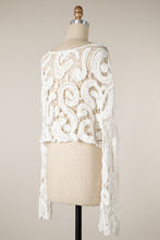 Load image into Gallery viewer, 4508-PAISLEY LACE CROCHET CROP TOP-WHITE
