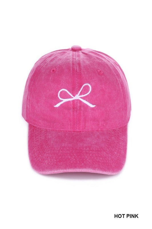 4912-RIBBON BOW EMBROIDERED BASEBALL CAP