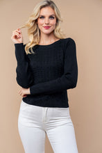 Load image into Gallery viewer, 4545-Long Sleeve Solid Knit Top with pearls-BLACK
