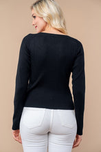 Load image into Gallery viewer, 4545-Long Sleeve Solid Knit Top with pearls-BLACK
