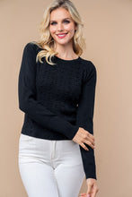 Load image into Gallery viewer, 4545-Long Sleeve Solid Knit Top with pearls-BLACK
