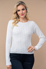 Load image into Gallery viewer, 4546-Long Sleeve Solid Knit Top with pearls-WHITE
