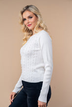 Load image into Gallery viewer, 4546-Long Sleeve Solid Knit Top with pearls-WHITE
