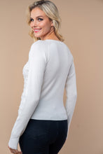 Load image into Gallery viewer, 4546-Long Sleeve Solid Knit Top with pearls-WHITE
