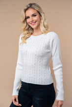 Load image into Gallery viewer, 4546-Long Sleeve Solid Knit Top with pearls-WHITE
