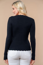 Load image into Gallery viewer, 4549-Long Sleeve Solid Knit Top-BLACK
