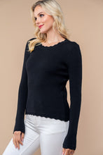 Load image into Gallery viewer, 4549-Long Sleeve Solid Knit Top-BLACK
