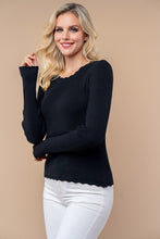 Load image into Gallery viewer, 4549-Long Sleeve Solid Knit Top-BLACK
