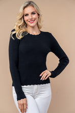 Load image into Gallery viewer, 4549-Long Sleeve Solid Knit Top-BLACK
