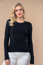 Load image into Gallery viewer, 4549-Long Sleeve Solid Knit Top-BLACK
