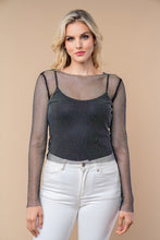 Load image into Gallery viewer, 4547-Long Sleeve Solid Knit Top with crystals
