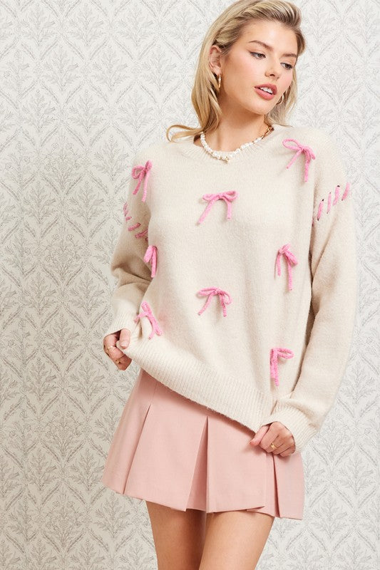 4736-Bow Tie Accent Sweater