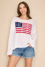 Load image into Gallery viewer, 6136- Whipstich Flag Crochet Soft Knit Crop Sweater-WHITE
