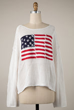 Load image into Gallery viewer, 6136- Whipstich Flag Crochet Soft Knit Crop Sweater-WHITE
