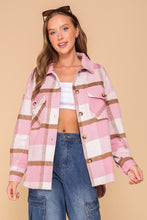 Load image into Gallery viewer, 4635-Fall days plaid print shacket-PINK
