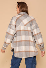 Load image into Gallery viewer, 4636-Fall days plaid print shacket-GREY
