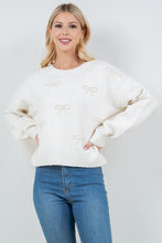 Load image into Gallery viewer, 4757-Pullover sweater adorned with beaded ribbons
