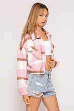 Load image into Gallery viewer, 4637-Fall vibes plaid print jacket-PINK
