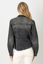 Load image into Gallery viewer, 4639-Washed Denim Peplum Jacket-BLACK
