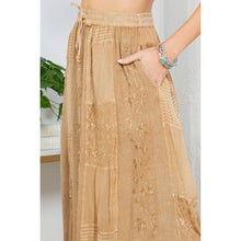 Load image into Gallery viewer, 4588-Gypsy Rhapsody: Textured Tiered Skirt with Aari Embroidery-CAMEL
