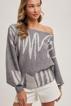 Load image into Gallery viewer, 4765-ABSTRACT PRINT ONE SHOULDER OFF KNIT SWEATER
