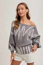 Load image into Gallery viewer, 4765-ABSTRACT PRINT ONE SHOULDER OFF KNIT SWEATER
