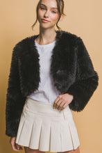 Load image into Gallery viewer, 4796-Crop Faux Fur Jacket-BLACK
