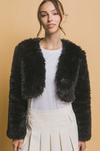 Load image into Gallery viewer, 4796-Crop Faux Fur Jacket-BLACK
