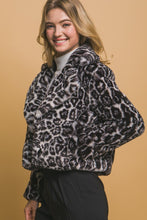 Load image into Gallery viewer, 5579-Leopard Print Faux Fur Jacket-BLACK
